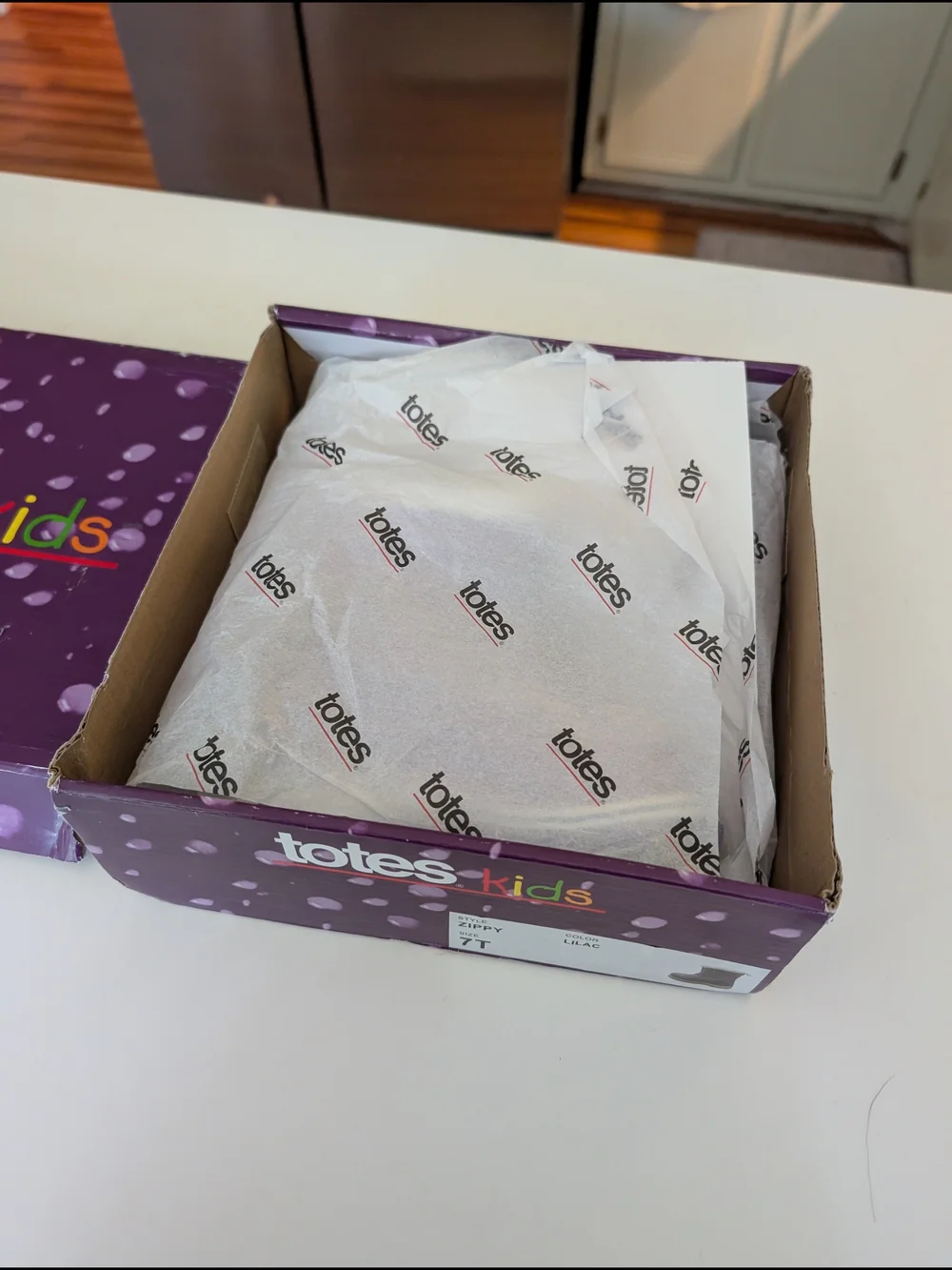 totes Kids Lavender Winter Boots with White Faux Fur Trim
